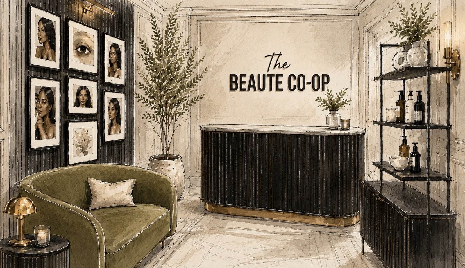 The Beaute Co-op entryway and reception in Arlington, VA